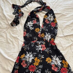 SHEIN Floral Print Halter Romper